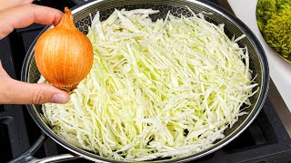 Cabbage with onions is tastier than meat Easy quick and very delicious dinner recipe [upl. by Elliven]