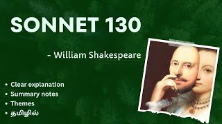 SONNET 130 by William Shakespeare தமிழ் summary SHAKESPEARE STUDIES ✨ I MA ENG 2 SEM [upl. by Norrehs]