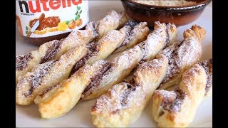 TORCIGLIONI DI PASTA SFOGLIA ALLA NUTELLA  Dolci Facili e Veloci [upl. by Nrol838]