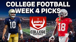 College Football Week 4 Picks amp Predictions [upl. by Ardnnek804]