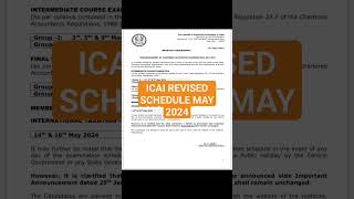 CA EXAM MAY 24 POSTPONED ICAI REVISED EXAM DATESHEET RELEASED OFFICIAL ANNOUNCEMENT caexams [upl. by Ahsilahk]