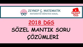 2018 DGS SÖZEL MANTIK SORU ÇÖZÜMLERİ 5360 SORULAR [upl. by Naiditch]