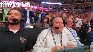 EMOTIONAL LOOK at Denver Nuggets Announcers Watching Denver WIN THE FIRST NBA TITLE nba nbafinals [upl. by Eilahtan]