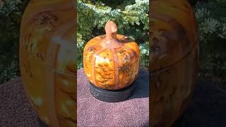 Fall Pumpkin with Pine Cones woodturning woodworking halloween epoxy [upl. by Valerle]