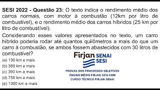 SESI 2022  Ensino Médio Técnico  Questão 23  Matemática [upl. by Akinom]