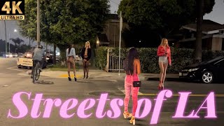 The Streets of LA at Night  Figueroa Street  Los Angeles California 4K [upl. by Lapointe467]