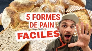 5 formes de pain FACILES 👨🏻‍🍳 [upl. by Leamaj]