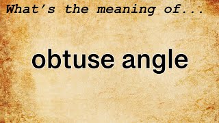 Obtuse Angle Meaning  Definition of Obtuse Angle [upl. by Atiuqrahc]