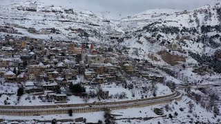 Lebanese mountains blanketed in snow [upl. by Pinkham]