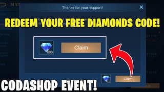 REDEEM YOUR FREE DIAMONDS CODE FROM CODASHOP EVENT IN MOBILE LEGENDS [upl. by Eniamaj]