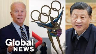 US announces Beijing Winter Olympic diplomatic boycott China balks at move [upl. by Noraf]