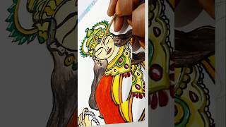 Maa🙏 saraswati painting easy navratri maa saraswati drawing shorts viralvideo bts status [upl. by Eicam]