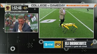 Pat McAfee cant stay focused with Mizzous robotic dog lurking about 😂  College GameDay [upl. by Cardinal]