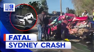 Dash cam footage captures fatal Sydney crash  9 News Australia [upl. by Enella]