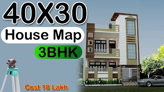 4030 House Plan  4030 House Design  40 by 30 House Map  1200 Sqft Map  Girish Architecture [upl. by Joan]