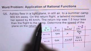 Q5 Air Plane Speed Rational Function Word Problem Application [upl. by Eph]