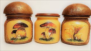 6 DIY decor  Recycled glass jars Decor mushrooms [upl. by Esertap]