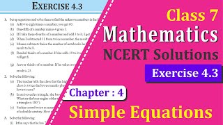 NCERT Solutions for Class 7 Maths Chapter 4 Exercise 43 [upl. by Ahsrat528]