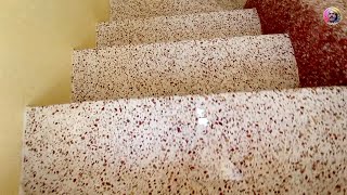 Creativity in staircase decor terrazzo with white cement and pebbles [upl. by Newmark]