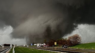 Violent Wedge Tornado Strikes Iowa Close Range Video [upl. by Zednanreh]