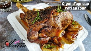 recette de gigot dagneau rôti au four accompagné dune écrasée de pomme de terre à lhuile dolive [upl. by Yelhs]