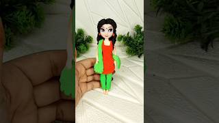 Most beautiful doll dress makeover using with clay llaajkiraattrandingsongclayartviralshorts [upl. by Enerual]