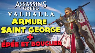 COMMENT OBTENIR LARMURE ST GEORGE  ÉPÉE et BOUCLIER  TOUT CE QUIL FAUT SAVOIR  AC VALHALLA SLAP [upl. by Atiuqrehs]