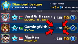 I Got TRAPPED in Berlin 😟 Diamond League Top  1B Coins increased 5B Winnings 8 Ball Pool [upl. by Tristam174]