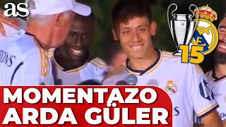 ANCELOTTI y ARDA GÜLER momentazo en FIESTA CIBELES del REAL MADRID CHAMPIONS [upl. by Ydac802]