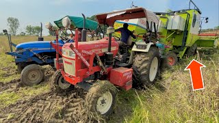 बहुत बुरा फसा है ये तो Vishal 435 Combine JCB 3dx से ही निकलेगा Swaraj 855 Fe Sonalika DI 60 Rx [upl. by Oaks947]