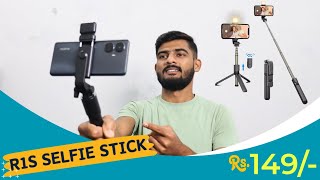 R1S Selfie Stick With Tripod and Wireless Bluetooth Remote Rs149  Unboxing and Review [upl. by Brocklin]