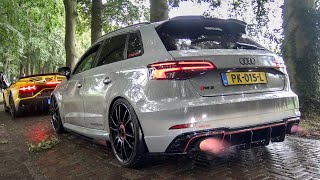 LOUDEST 530HP Audi RS3 8V EVER with Milltek Straight Pipe  CRAZY Pop and Bang with Flames [upl. by Ecilayram]