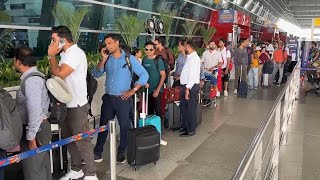 Scene at New Delhi airport as airlines businesses hit by global technology disruption [upl. by Anawyt]