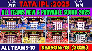 IPL2025All Teams New amp Provable SquadCSKKKRLSGSRHPBKSRCBGTMIDCRR All Teams New Squad 2025 [upl. by Bound525]