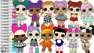 LOL Surprise Dolls Coloring Book Compilation Color Swap Dawn Fierce Drag Racer Ice Sk8er Unicorn [upl. by Anrat941]