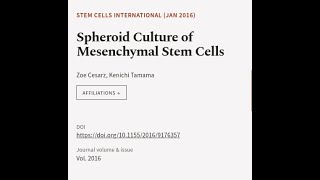 Spheroid Culture of Mesenchymal Stem Cells  RTCLTV [upl. by Bernhard]