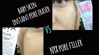 Maybelline BabySkin Pore Eraser VS NYX Pore Filler Primer l reviewampdemo [upl. by Annavaig29]