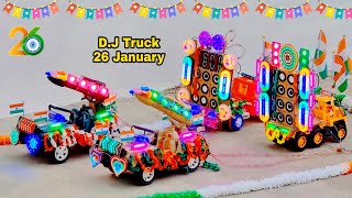 26 January Big DJ Dual Loading Mini Truck Decoration DJ Gadi  Box sound Load DJ Truck Desi DJ Song [upl. by Bevus]