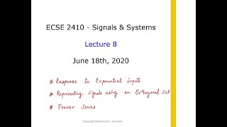 ECSE 2410 Signals and Systems Lecture 8 [upl. by Anahsirk]