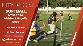 NZSS Softball Championships 2024  Boys Div 1 Playoffs  Westlake Boys High v Mt Albert Grammar [upl. by Areit]