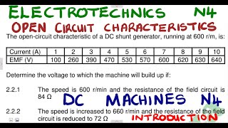 Electrotechnics N4 DC Machines Open Circuit Characteristics Introduction mathswithadmirelightone [upl. by Ymer302]