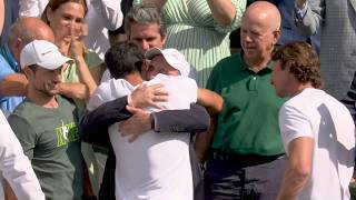 Carlos Alcaraz celebrates embraces family after winning Wimbledon final over Novak Djokovic 🏆 [upl. by Cullen507]