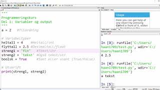 Programmering del 1 Variabler og output [upl. by Elconin837]
