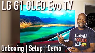 LG G1 OLED Evo 4K HDR TV Unboxing  Setup amp Demo [upl. by Holman]