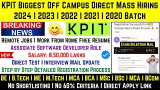 KPIT Biggest Off Campus Direct Hiring 2024  2023 20222020 Batch  Software Developer Salary 8 LPA [upl. by Aleel]