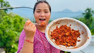 Masu🍗wala gilo chatpate soche vanda badi mitho😋siruthapamagar villagelife eatingchatpat [upl. by Story]