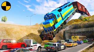 Trains and Car Crashes 5 😱 BeamNGDrive [upl. by Sill215]