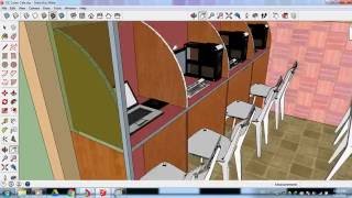 Small Cyber Cafe Design in Sketchup [upl. by Atnuahc]