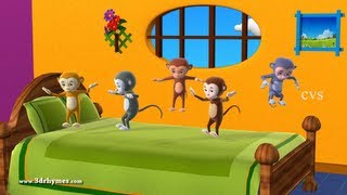 Five Little Monkeys Jumping on the bed  3D Animation English Nursery rhyme for children [upl. by Daryl306]