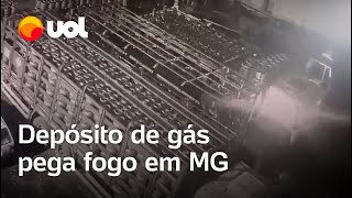 Vídeo mostra momento em que depósito de gás pega fogo em MG há suspeita de incêndio criminoso [upl. by Attenaej]